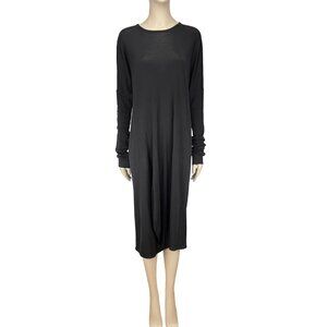 MARIE SAINT-PIERRE Versatile Draped Haute Couture Midi Black Long Sleeve Dress 5